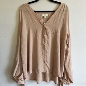 Forever 21 + Cream V Neck Button Up Blouse